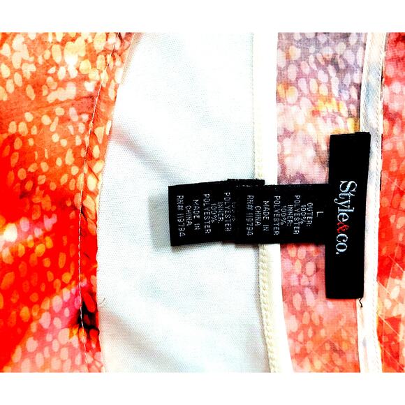 Styco Polyester Blouse Sz L; Orange with separate Tan Shell - Picture 6 of 7